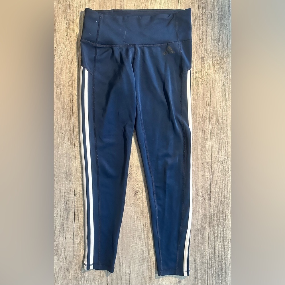 Adidas Climalite Navy Blue and White Leggings Size Small